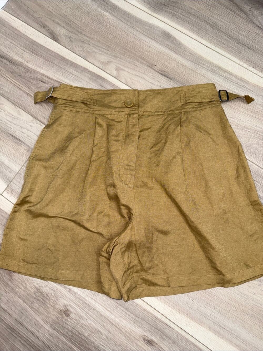 Zara safari granola girl linen blend high rise shorts size small